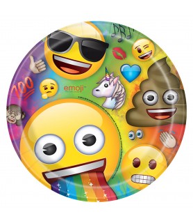 Rainbow Fun Emoji Large Paper Plates  (8ct)