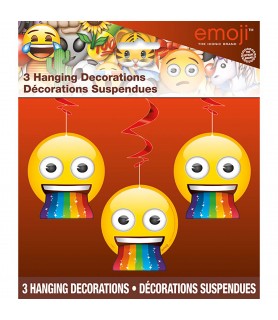 Rainbow Fun Emoji Foil Hanging Room Decorations (3ct)