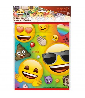 Rainbow Fun Emoji Plastic Favor Bags  (8ct)