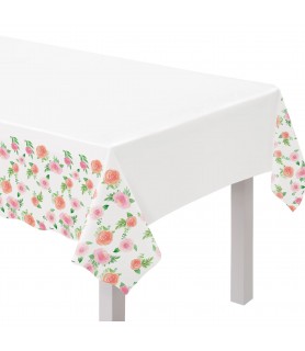 Baby Shower 'Sweet Floral' Plastic Scalloped Edge Tablecover (1ct)