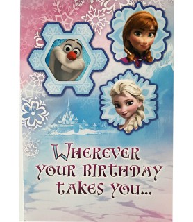 Frozen Happy Birthday Greeting Card With Olaf Stickers and Envelope  (1ct)