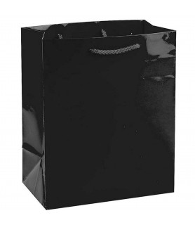 Glossy Black Medium Paper Gift Bag (1ct)