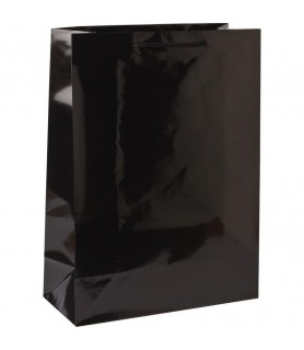 Glossy Black Large Paper Gift Bag (1ct)