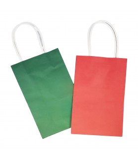 Christmas Solid Red and Green Small Paper Gift Bags (2ct)