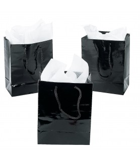 Glossy Black Small Paper Gift Bag (1ct)