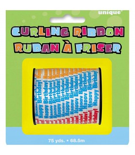 Gift Wrapping 'Happy Birthday' Curling Ribbon (1ct)