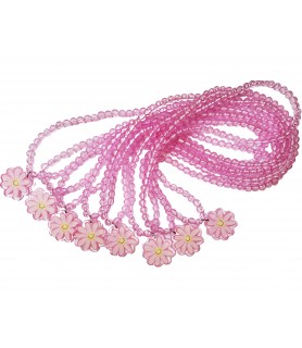 Floral Birthday 'Smiles' Flower Shaped Pink Plastic Stretch Necklace Favors (8ct)