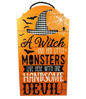 Halloween Witch, Monsters and Devil Sign/Easel (1ct)