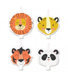 Jungle Party 'Get Wild' Birthday Cake Candles (4pcs)