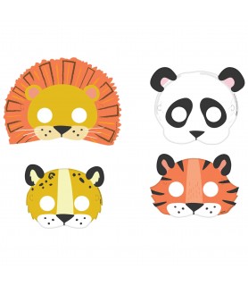 Jungle Party 'Get Wild' Paper Masks / Favors (8ct)