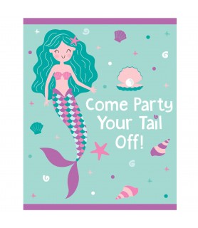 Mermaid Birthday Invitation Postcards W/ Envelopes (8ct)