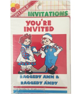 Raggedy Ann and Raggedy Andy Vintage 1988 Invitations w/ Envelopes (8ct)