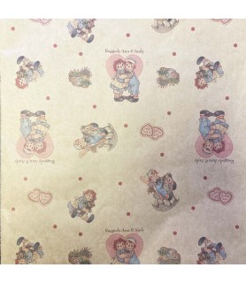 Raggedy Ann And Andy Vintage Valentine Folded Gift Wrap (2 sheets)