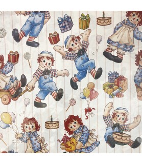 Raggedy Ann And Andy Vintage Birthday Folded Gift Wrap (2 sheet)
