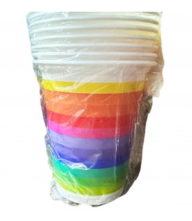 Rainbow Stripes 16oz Plastic Cups (8ct)