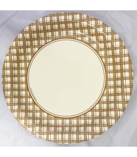 Caramel Check Large Paper Plates (8ct)