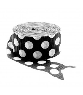 Black And White Polka Dot Crepe Paper Streamer (81ft)