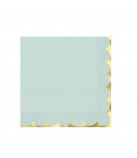 Scalloped Gold & Light Blue Lunch Napkins (16ct)