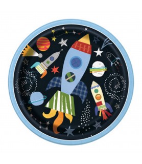 Happy Birthday 'Outer Space' Large Paper Plates (8ct)