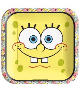 SpongeBob SquarePants 'All The Faces' Large Square Paper Plates (8ct)