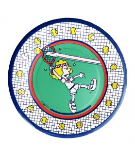 Adult Birthday Vintage 'Tennis Time' Small Paper Plates (8ct)