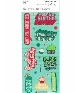 Glitter 'You're Old' Birthday Stickers (4 sheet)