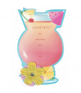 Summer Luau 'Cocktail' Deluxe Party Invitations wth Envelopes (8ct)