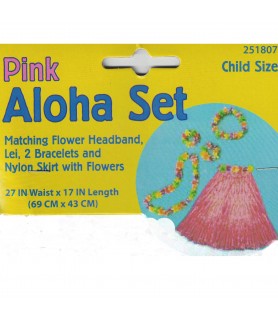 Hawaiian Luau Child's Pink Hula Skirt set (1ct)