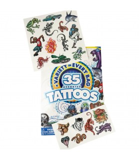  Variety In Every Bag 'Blue' Temporary Tattoos (35ct)