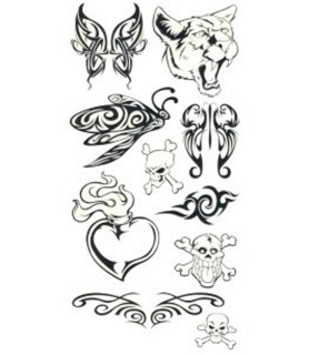 Gotta Glo Skulls And Butterfly Temporary Tattoos (10ct)