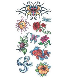 Glitter Rose And Butterfly Temporary Tattoos (10ct)