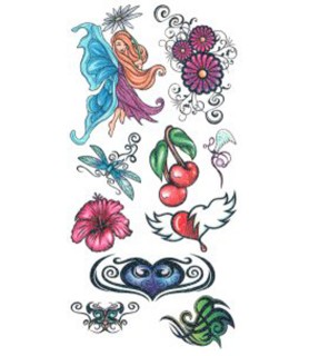 Glitter Fairy And Flowers Temporary Tattoos (10ct)