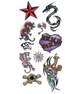 Biker And Dragons Temporary Tattoos (10ct)
