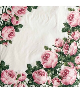 Wedding and Bridal 'Pink Roses' Lunch Napkins (10ct)