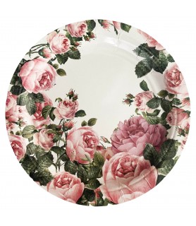 Wedding and Bridal 'Pink Roses' Large Paper Plates (8ct)