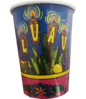 Summer Hawaiian Luau 'Tiki Time' 9oz Paper Cups (8ct)