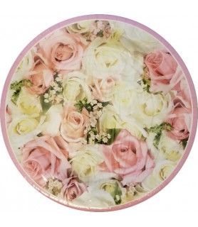 Wedding and Bridal 'Blushing Bouquet' Extra Large Paper Plates (8ct)
