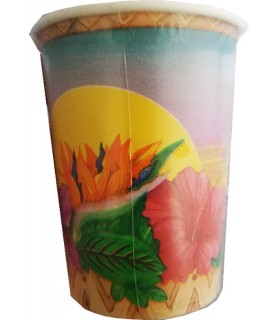 Hawaiian Luau 'Paradise' 9oz Paper Cups (8ct)