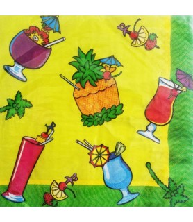 Summer 'Tropical Drinks' Extra Large Lunch Napkins 3 ply (16ct)