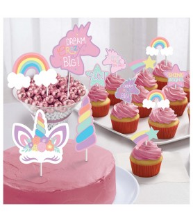 Unicorn Party Paper Cake Topper Kit (12pcs)