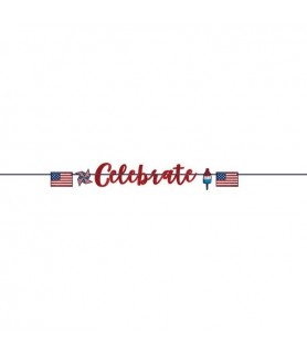 4th of July Celebrate Glitter Letter Banner (1ct)