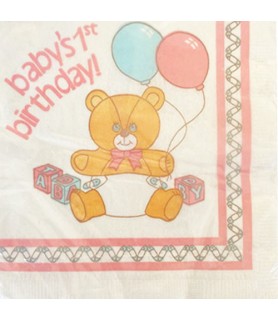 1st Birthday 'Vintage Teddy Bears' Small Napkins (8ct)