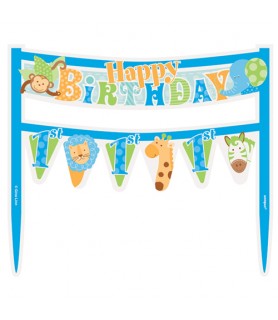 1st Birthday 'Blue Safari' Mini Cake Banner (1ct)