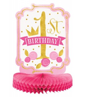 1st Birthday 'Pink and Gold' Honeycomb Centerpiece (1ct)