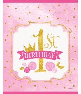 1st Birthday 'Pink and Gold' Favor Bags (8ct)