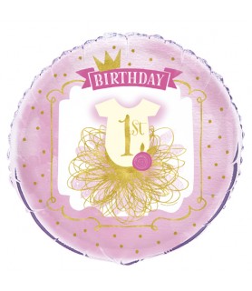 1st Birthday 'Pink and Gold' Foil Mylar Balloon (1ct)