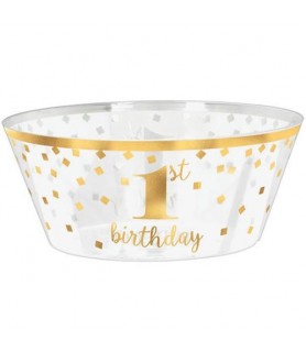 1st Birthday Gold Large Plastic Serving Bowl (1ct)