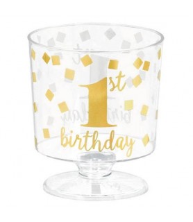 1st Birthday Gold Mini Plastic Pedestal Cups (30ct)