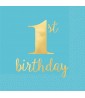 1st Birthday 'Blue and Gold' Premium Lunch Napkins (16ct)