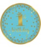 1st Birthday 'Blue and Gold' Large Paper Plates (8ct)